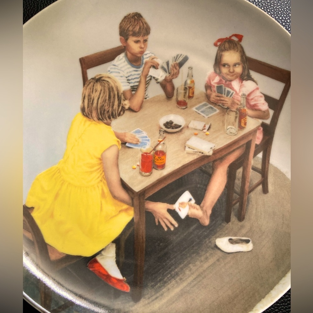 B&G Copenhagen Porcelain plate “Spillefuglene” / “Card Sharks” by Kurt Ard 1986